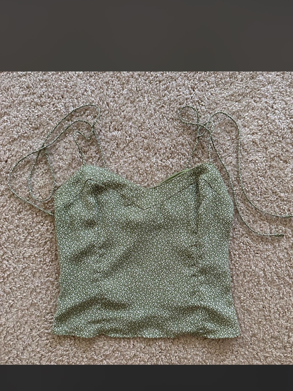 Abercrombie & Fitch Olive Green Micro Floral Tie-Strap Cami
